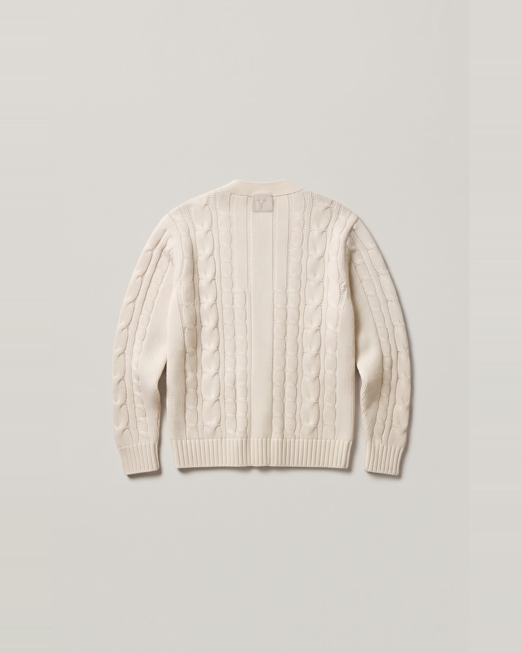 Cable Knit Cardigan in Ecru, back view