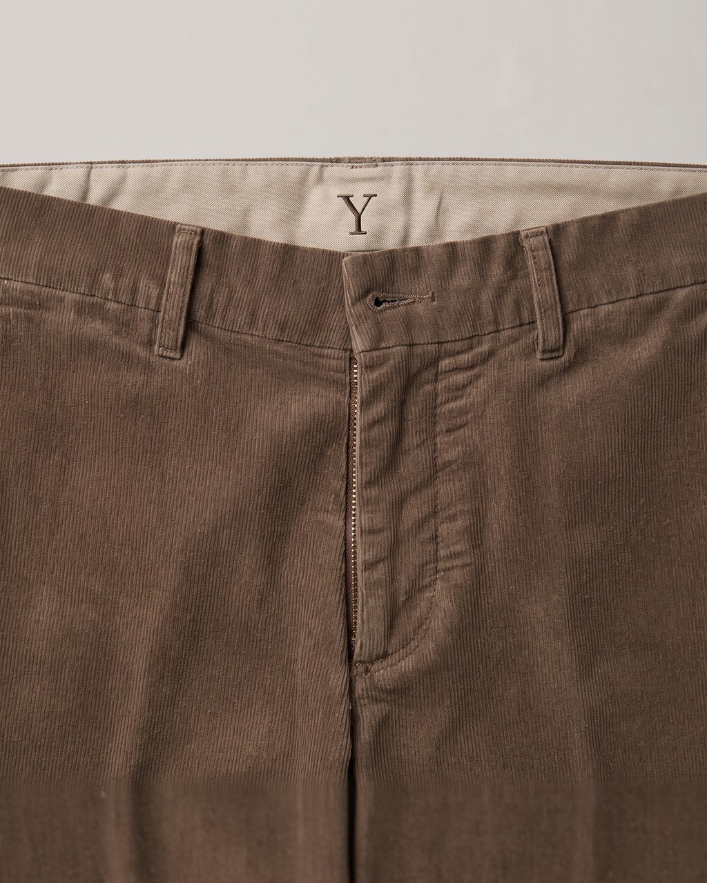 Cord Straight Trouser in Tobacco, fabric detail
