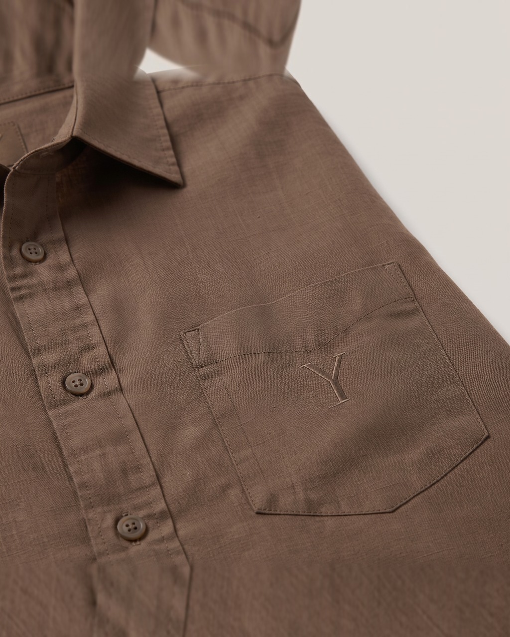 Flannel Overshirt in Tobacco, fabric detail