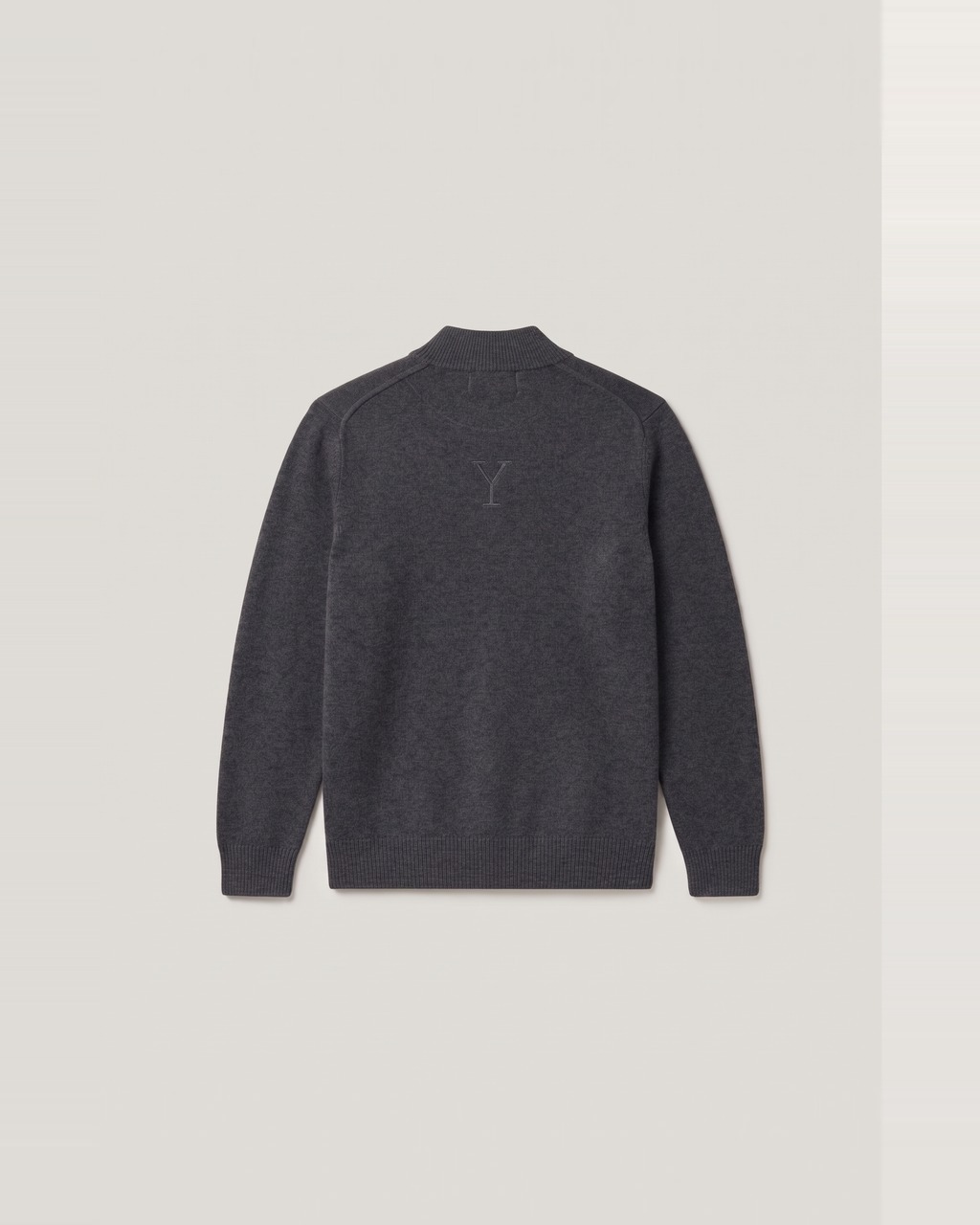 Lambswool Mock Neck in Charcoal, back view