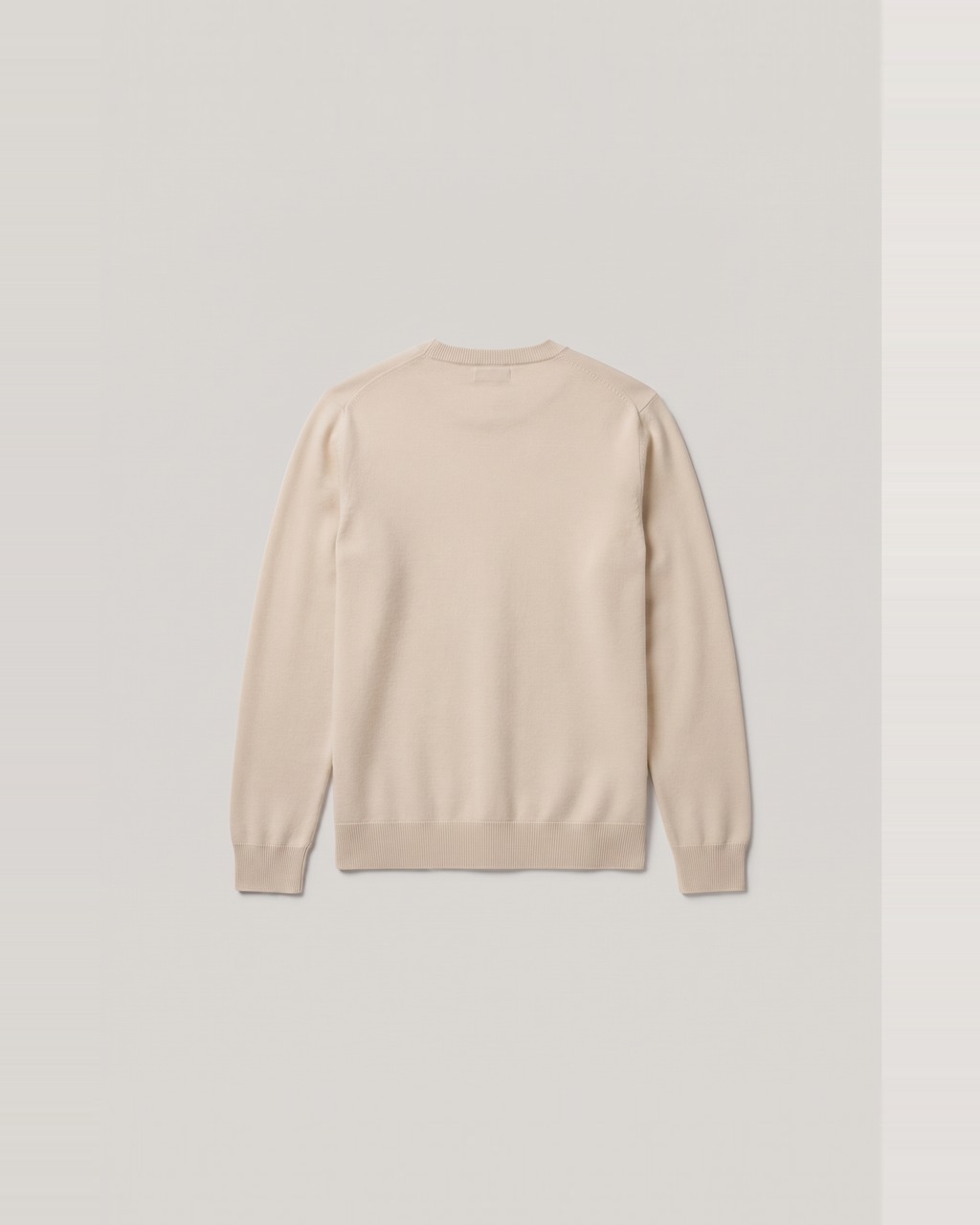 Merino Crewneck in Oat, back view