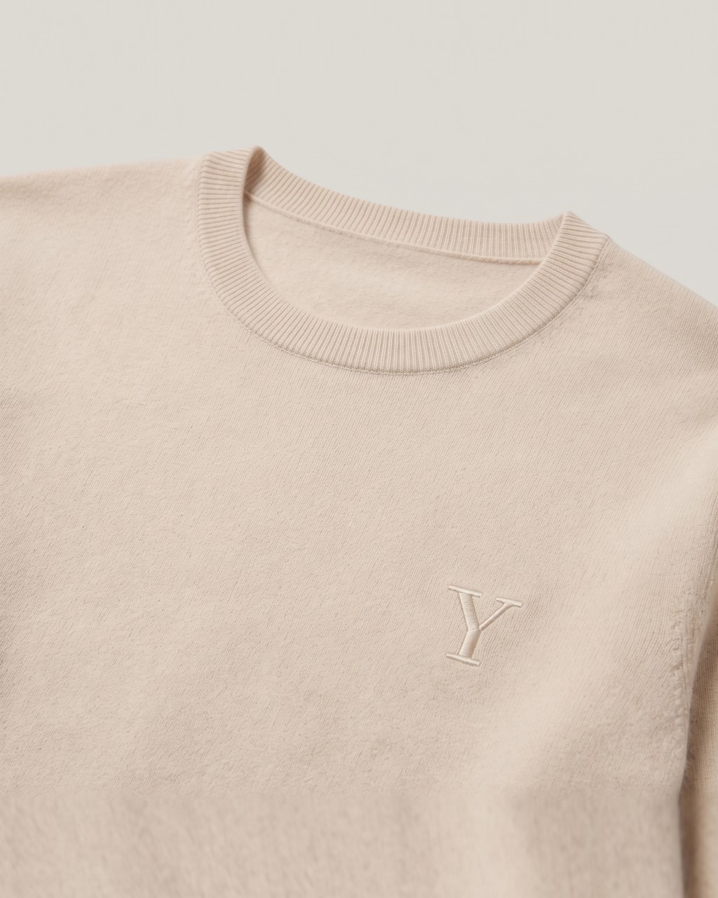 Merino Crewneck in Oat, fabric detail