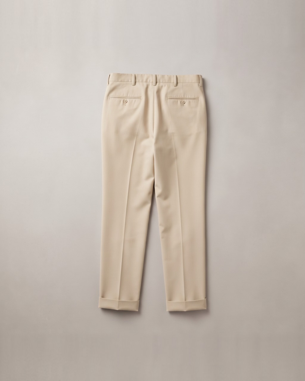Pleated Cotton Trouser in Oat, back view