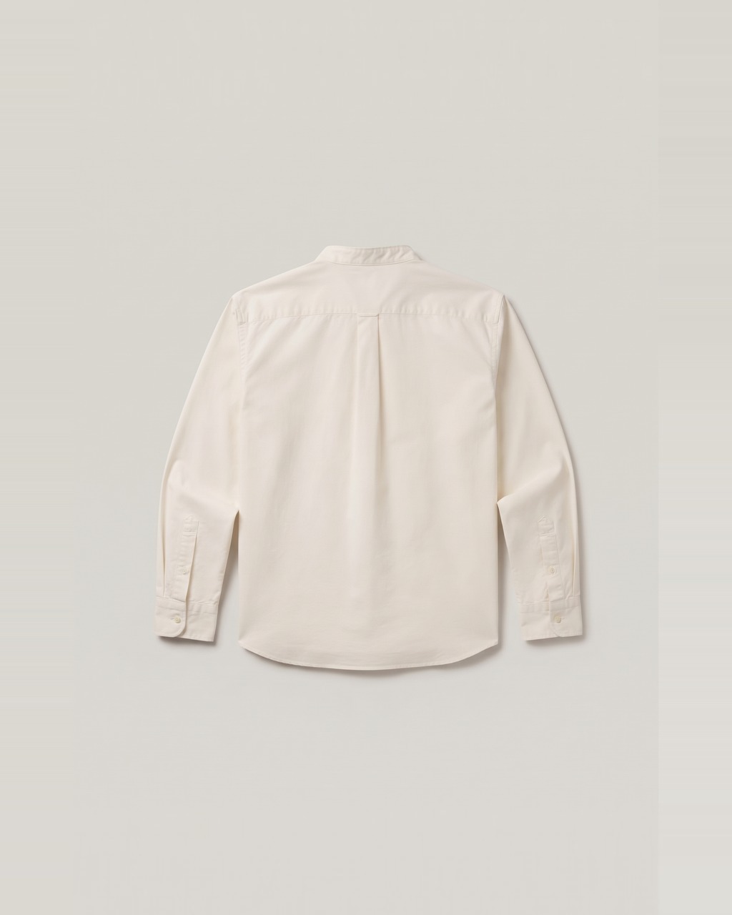 Poplin Band Collar Shirt in Ecru, back view