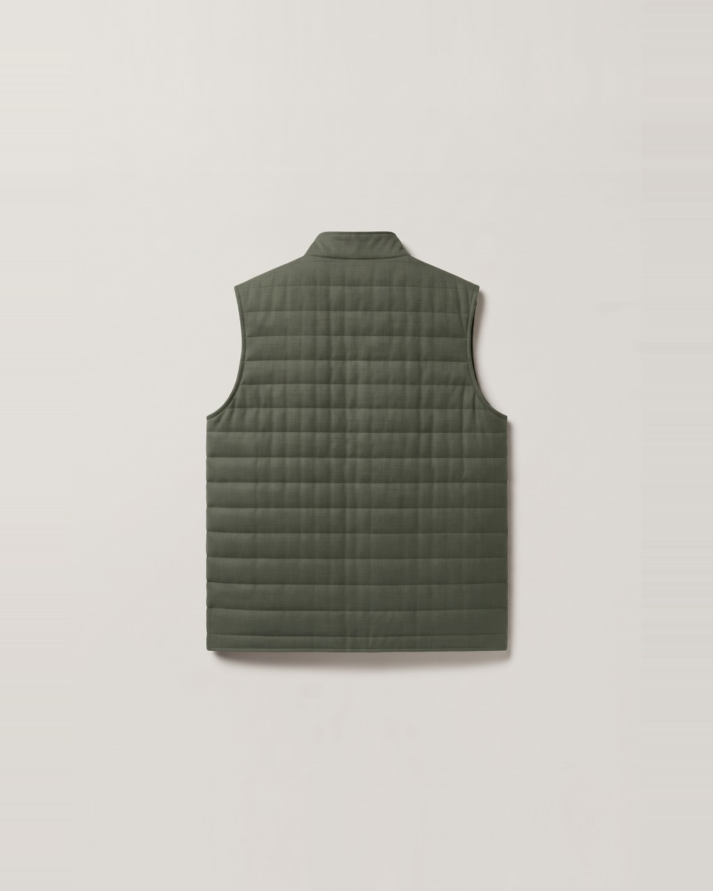 Quilted Field Vest in Moss, back view