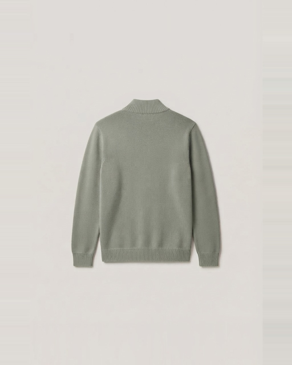 Ribbed Quarter Zip in Sage, back view