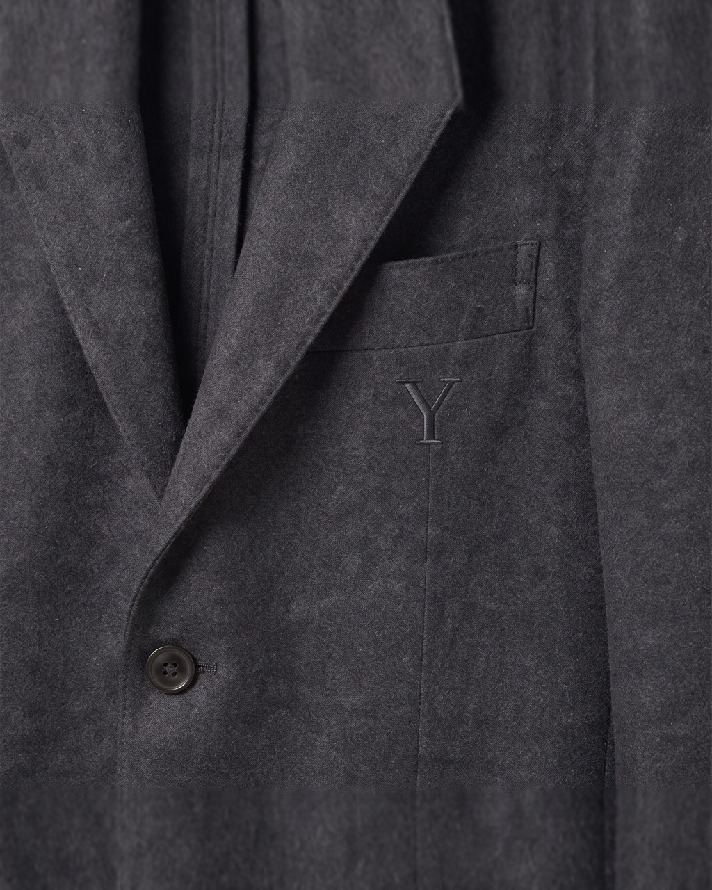 Unstructured Wool Blazer in Charcoal, fabric detail