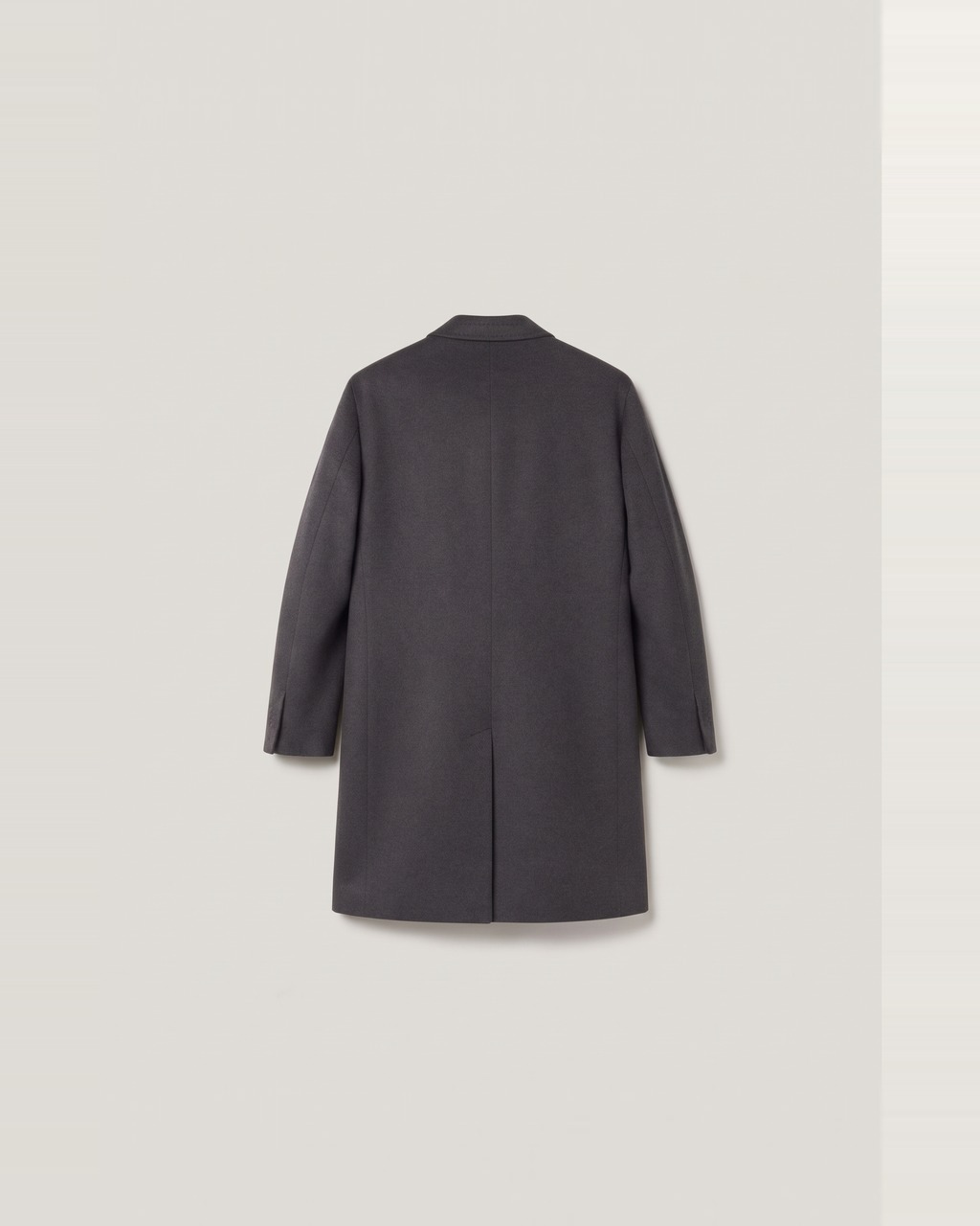 Wool Topcoat in Charcoal, back view